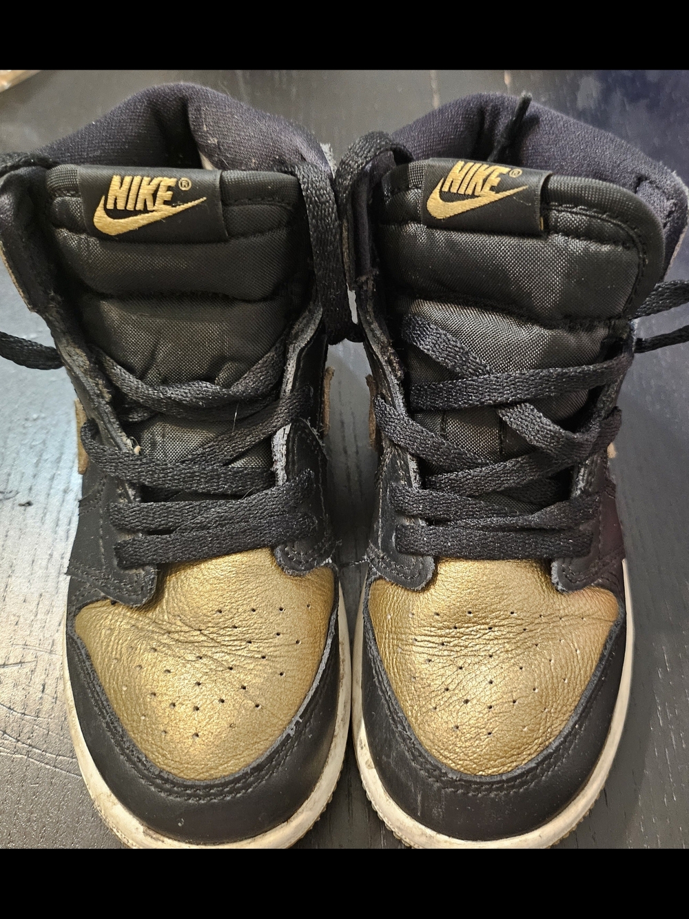 Nike Kids Black and Gold High Top Sneakers